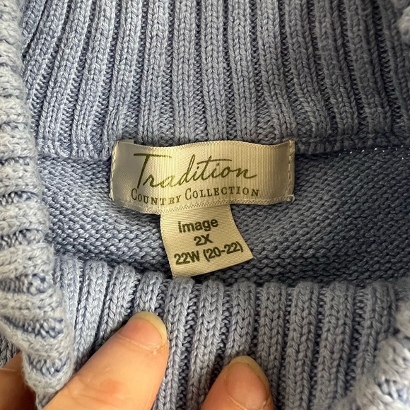 Vintage Tradition Country Collection Blue Cable Knit Sweater - 100% Cotton 2x - Picture 3 of 5